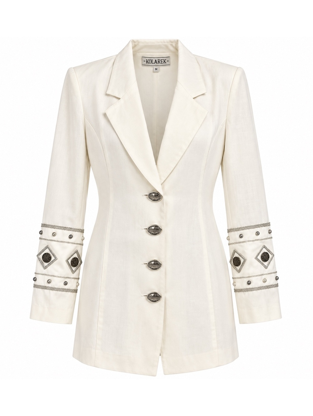 Vintage Cline-Kolarek Embellished Ivory Blazer